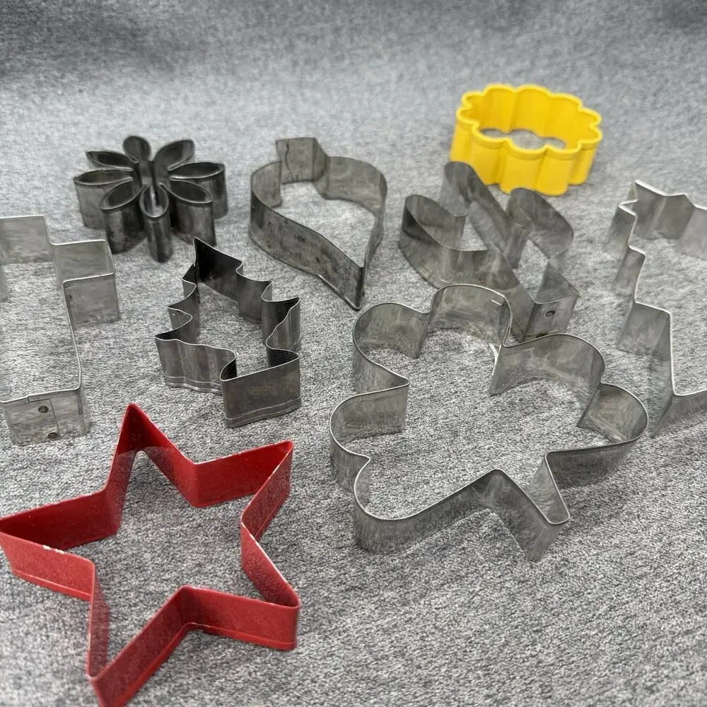 Vintage Christmas Holiday Cookie Cutter Lot Metal Stainless Tin Various Shapes